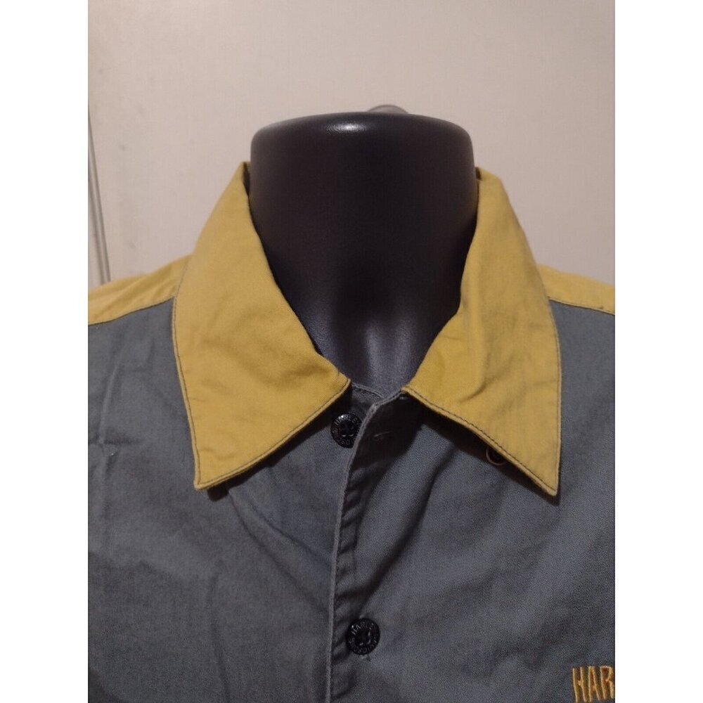 Men's Harley Davidson Gray Gold Milwaukee Wisconsin Logo S/S Button Shirt Medium - Picture 4 of 10